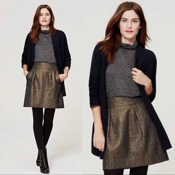 LOFT Golden metallic skirt๏ผ ๐๐ - Picture 2 of 5